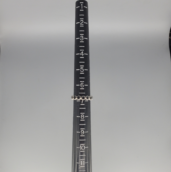 Silvertone Black Filled Ring - Picture 5 of 7